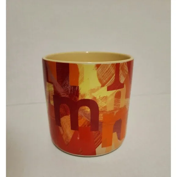 Anthropologie Lottie 18.5 oz Monogram Mug "M" Orange Yellow Stoneware 3.75x3.75" - Picture 5 of 9